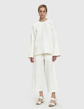 Dima Leu Pleated Stripe Pant In White