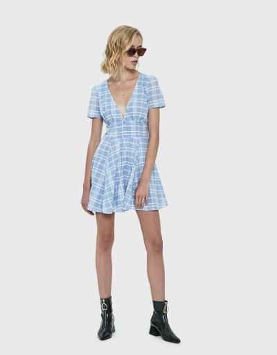 Farrow Jacque V-neck Plaid Dress
