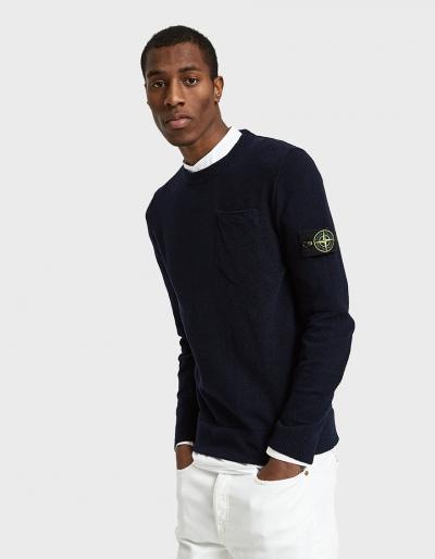 Stone Island Terry-like Cotton-nylon Sweater In Navy Blue