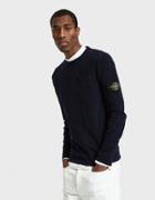 Stone Island Terry-like Cotton-nylon Sweater In Navy Blue