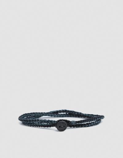 Caputo & Co. Macrame Knotted Double Wrap In Grey/black