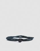 Caputo & Co. Macrame Knotted Double Wrap In Grey/black