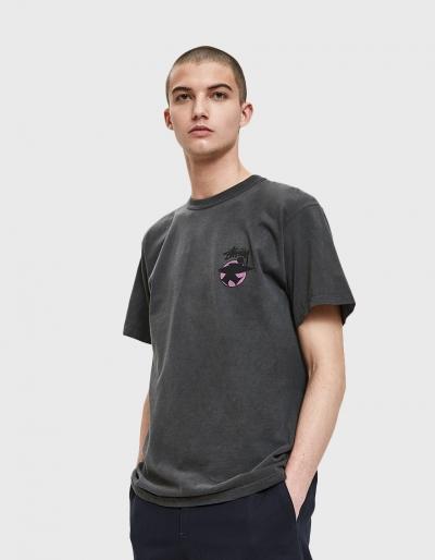 St Ssy Surfman Dot Pig. Dyed Tee In Black