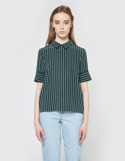 Ganni Elmira Silk Top In Pine Grove