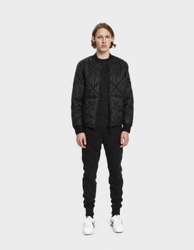 Stone Island Garment Dyed Quilted Micro Yarn Down Bomber Jacket In Black