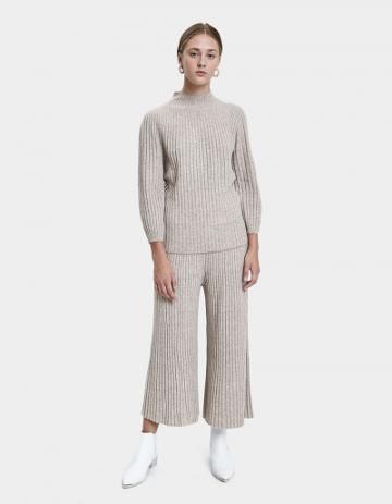 Sori Ribbed Crop Pant In Beige