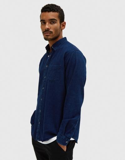 Schnayderman's Leisure Denim One Shirt In Dark Blue
