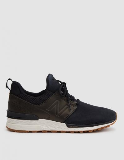 New Balance 574s Nubuck In Black/gold