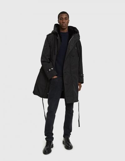 Dries Van Noten Hooded Poly Jacket In Black