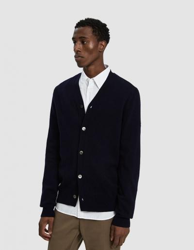 Comme Des Gar Ons Play Small Black Heart Cardigan Sweater In Navy