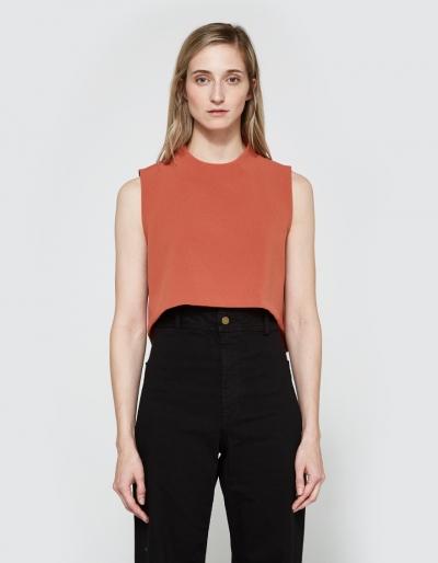 Kaarem Wind Chime Raised Collar Top In Coral