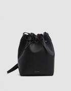 Mansur Gavriel Leather Bucket Bag In Black/flamma