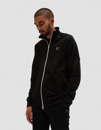 Fred Perry X Laurel Wreath Reverse Tricot Track Jacket In Black