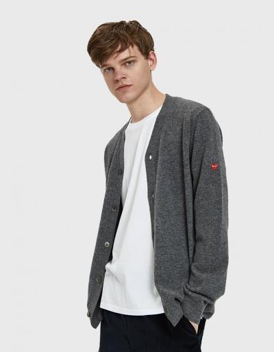Comme Des Gar Ons Play Small Red Heart Cardigan In Grey