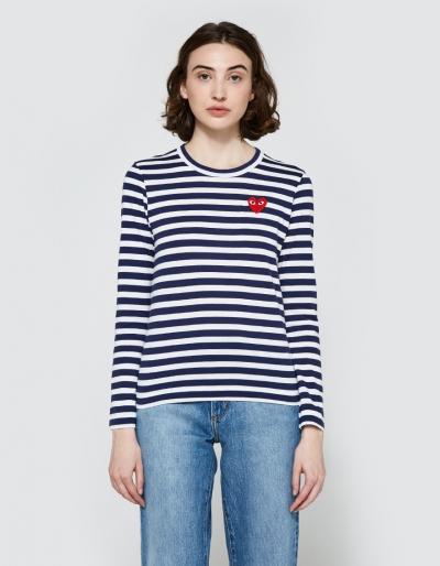 Comme Des Gar Ons Play Play Striped T-shirt In Navy