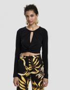 Which We Want Ava Knotted Crop Top In Black