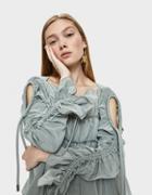 Carven Smocked Light Cotton Blouse