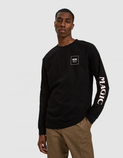 Wood Wood Han Long Sleeve T-shirt In Black