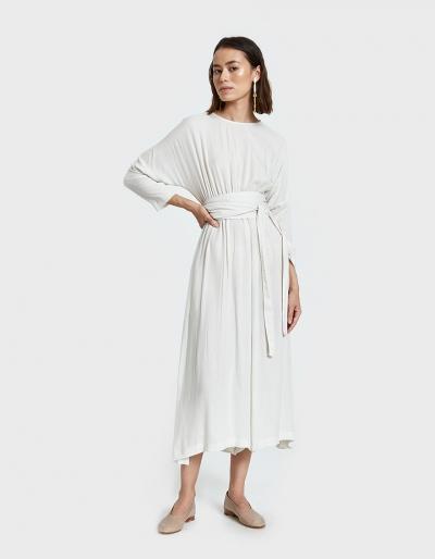 Black Crane Wide Jumper With Belt In Cream