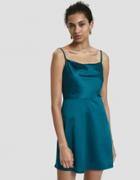 Stelen Caspen Cowl Neck Mini Dress In Teal