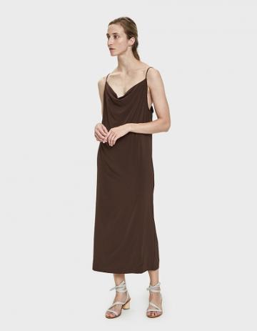 Amomento Loose Neck Slip Dress In Brown