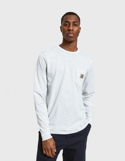 Carhartt Wip L/s Pocket T-shirt In Ash Heather