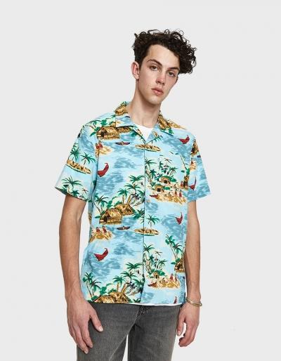 Levi's Hawaiian Shirt In Pelican Cameo Blue