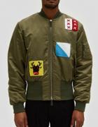 Jw Anderson Satin Bomber Jacket W/ Crochet Patches