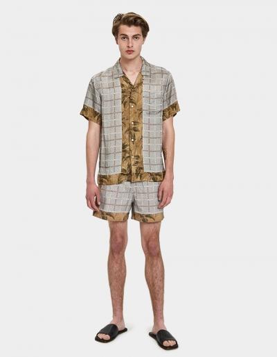 Dries Van Noten Mixed Print Swim Short In Beige