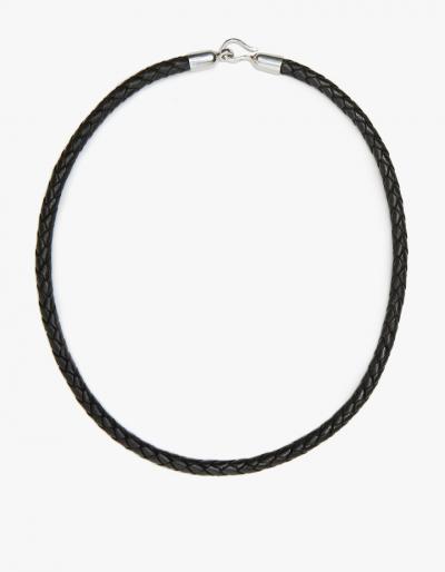 Caputo & Co. Artisan Sliver & Leather Double Wrap In Black