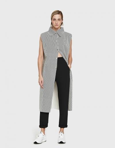 Ashley Rowe 3/4 Vest In Black/white Thin