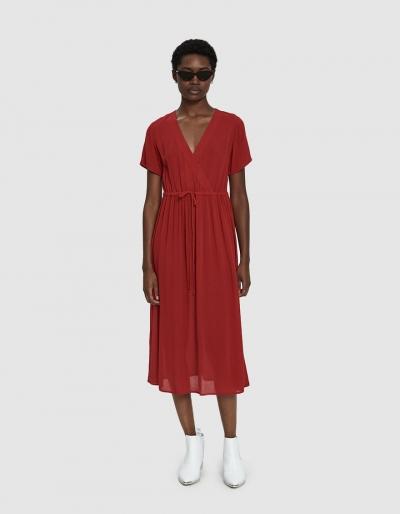 Stelen Jannat Tie Waist Midi Dress In Red