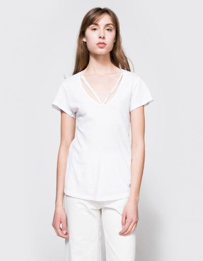 Lna Double Strap Tee In White