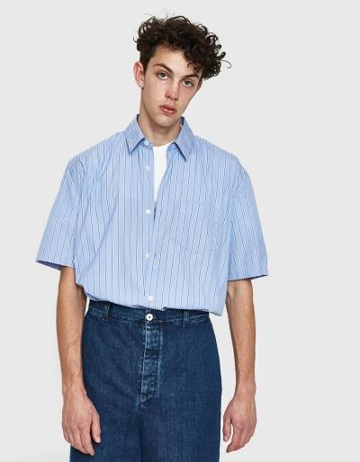 Our Legacy Initial Short Sleeve Shirt In Blue Navy