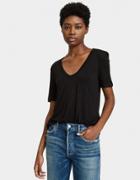 T By Alexander Wang Classic Cropped Tee In Black