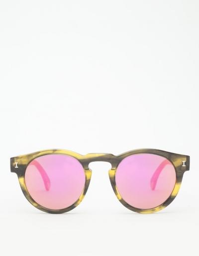 Illesteva Mirrored Leonard In Olive/pink