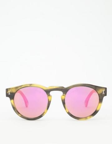 Illesteva Mirrored Leonard In Olive/pink