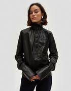 J.w. Anderson Leather Gathered Collar Top
