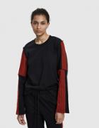 Dima Leu Velvet Stripe T-shirt In Rouge Red