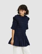 Toit Volant Lembeye Smocked Tunic In Navy