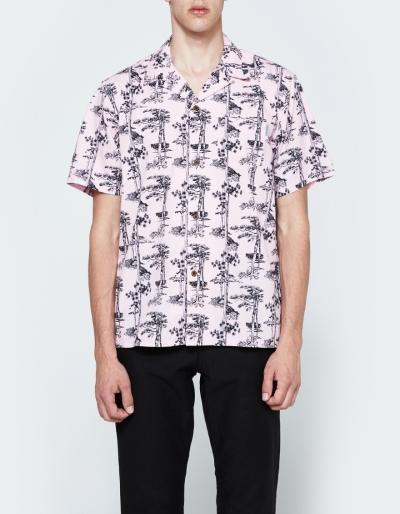 Carhartt Wip S/s Pine Hawaii Shirt In Vegas Pink/black