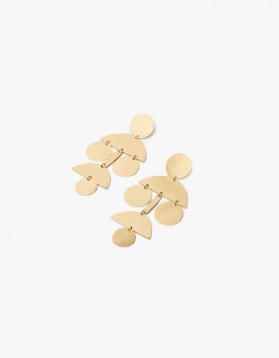 Annie Costello Brown Pompom Earrings In Gold