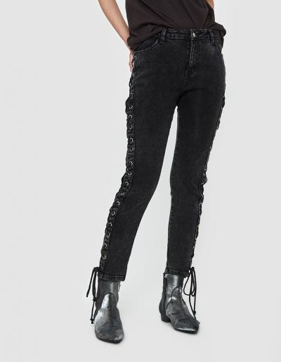 Which We Want Kiki Lace Up Pants In Black