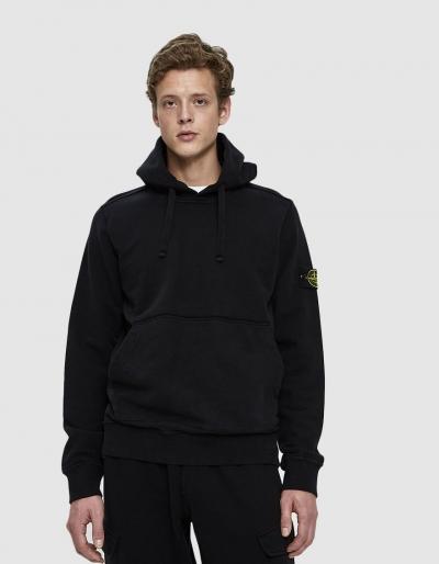 Stone Island Garment Dyed Hooded Sweatshirt In Black