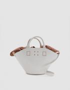 Trademark Small Leather Basket Bag With Gingham Insert