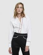 Lorod Asymmetrical Placket Shirt In White/rust
