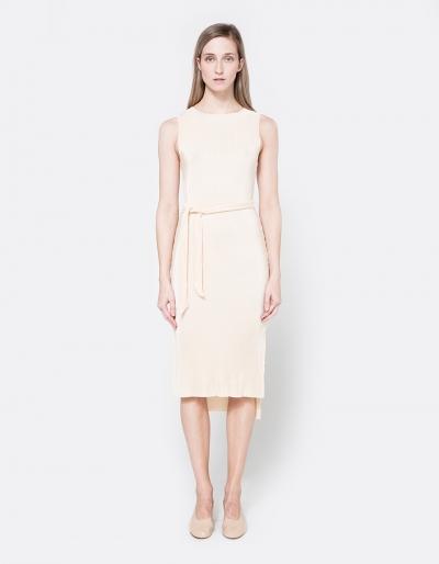 Stelen Micro Pleat Dress In Tan