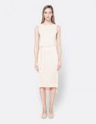 Stelen Micro Pleat Dress In Tan