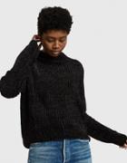 Just Female Velvet Knit Sweater In Black