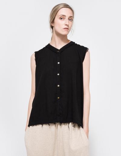 Black Crane Accordion Tank Top In Black